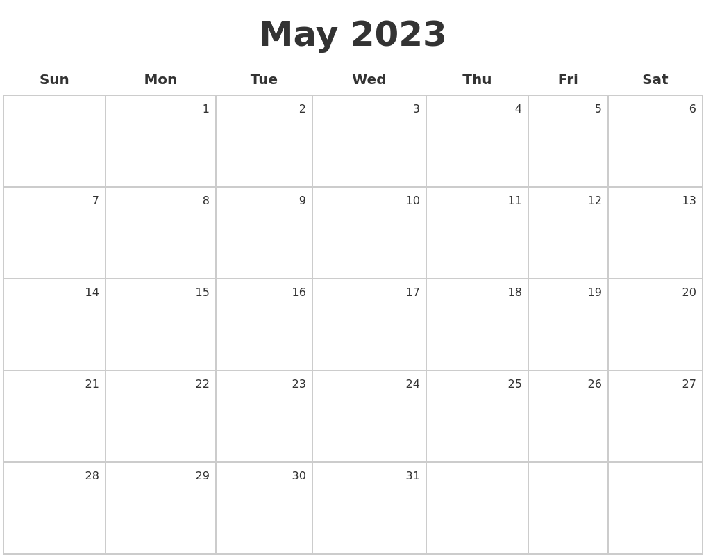 May 2023 Make A Calendar