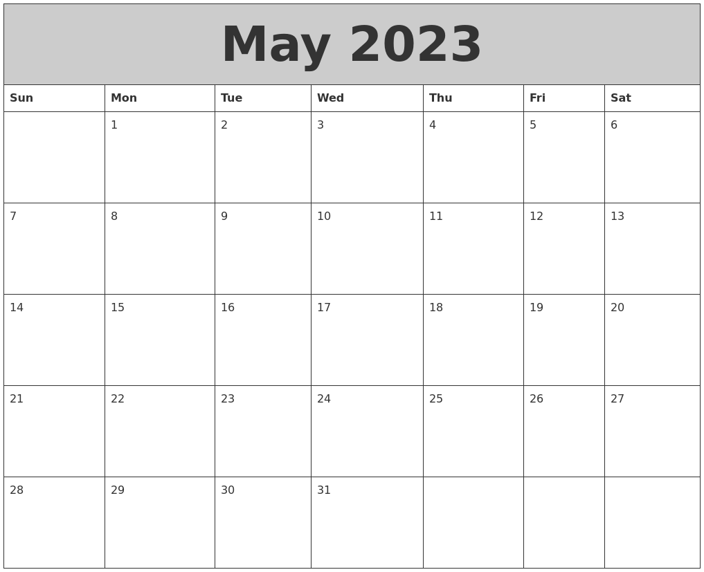 May 2023 My Calendar
