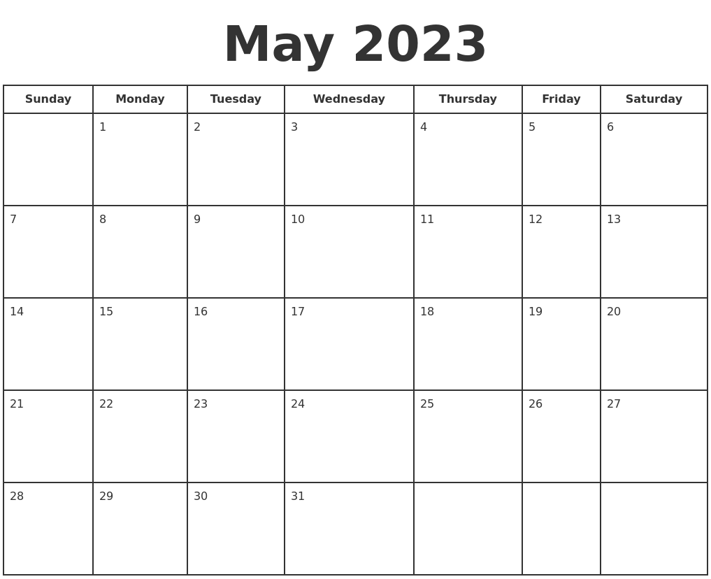 May 2023 Print A Calendar