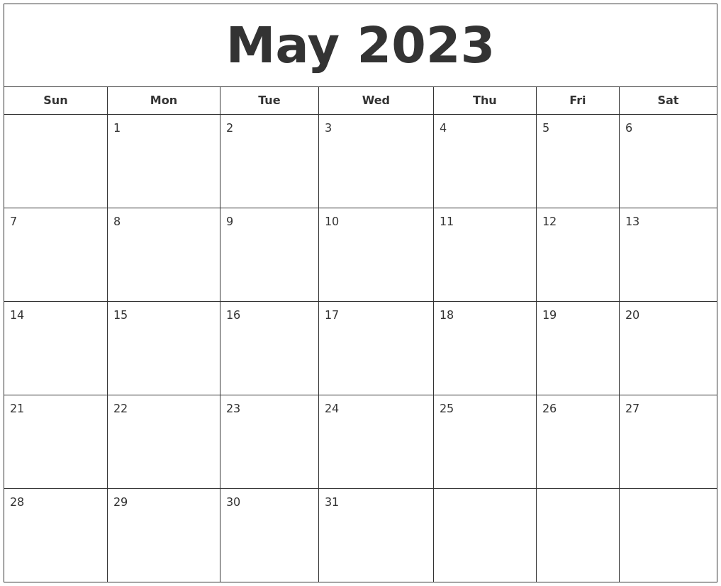 April 2023 Calendar