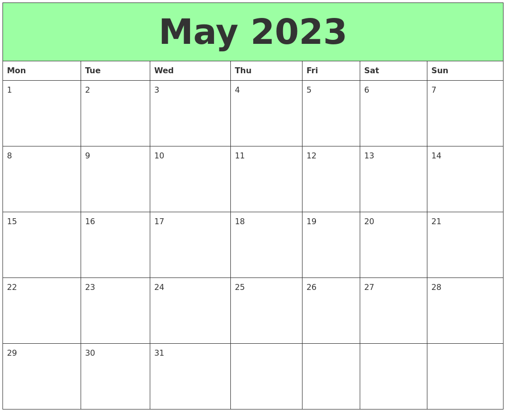 May 2023 Printable Calendars
