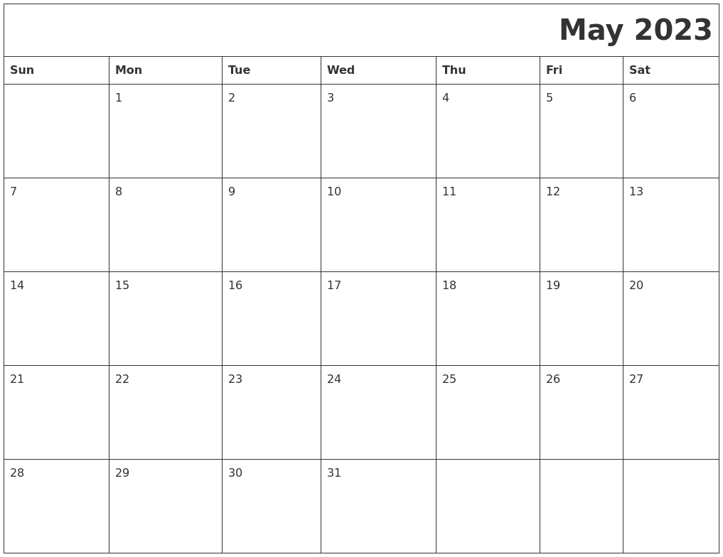 May 2023 Printable Calender