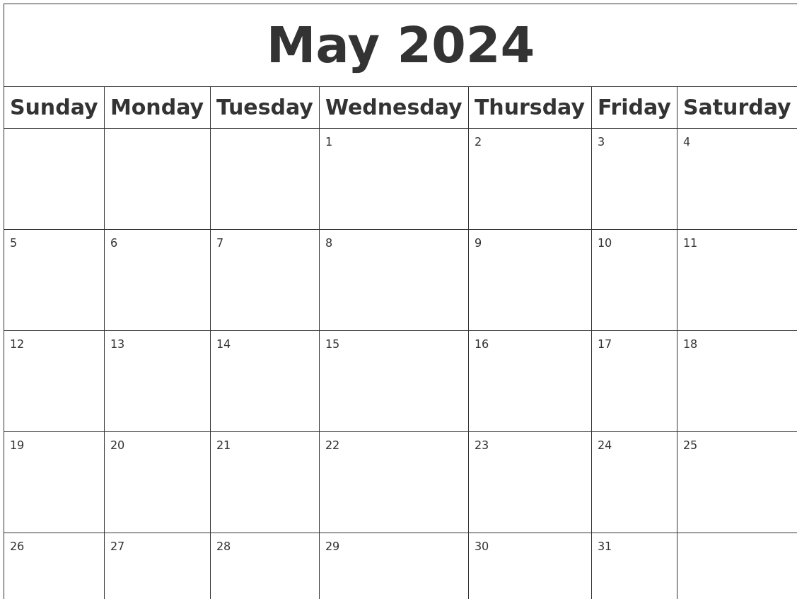 May 2024 Blank Calendar