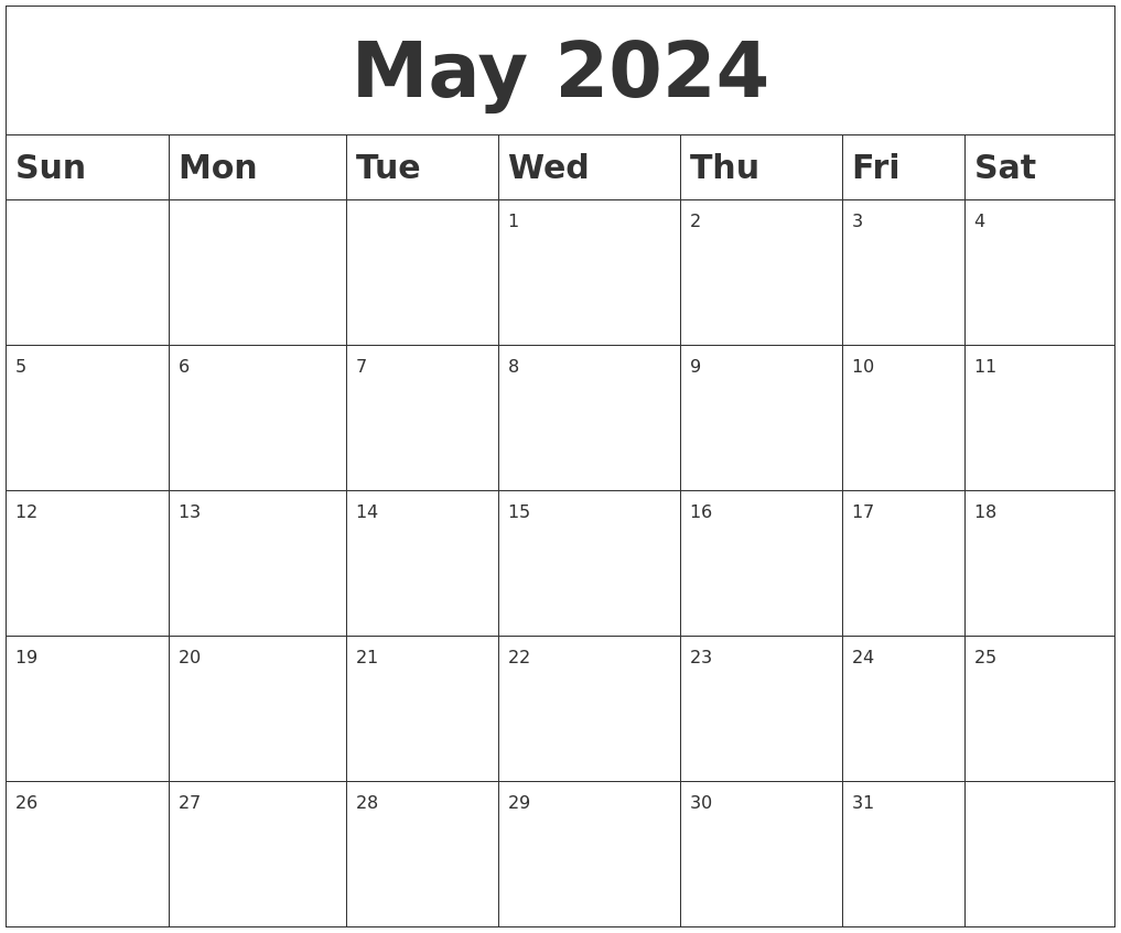 May 2024 Blank Calendar