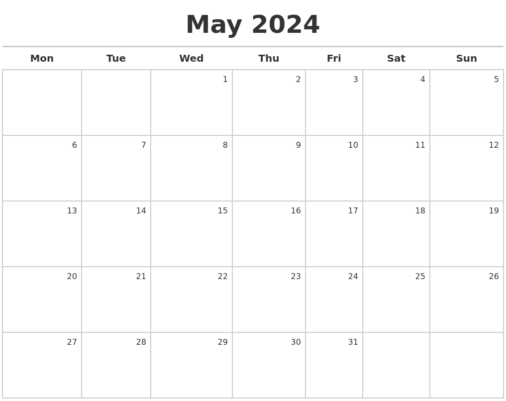 May 2024 Calendar Maker
