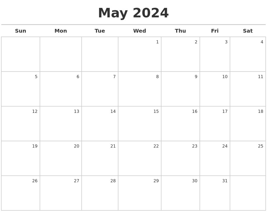 May 2024 Calendar Maker