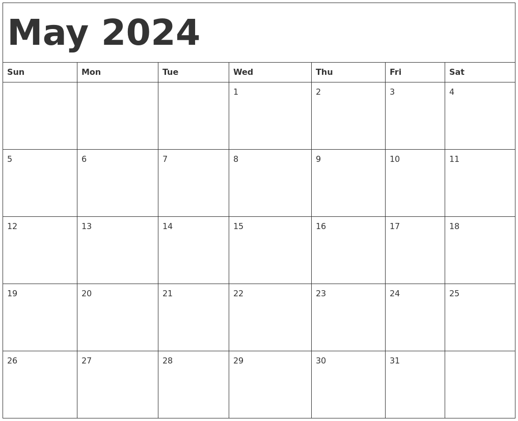 May 2024 Calendar Template