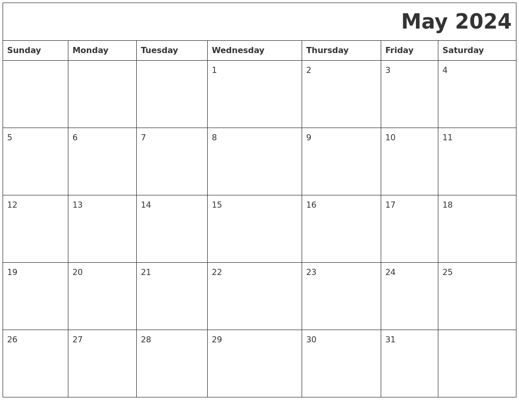 May 2024 Download Calendar