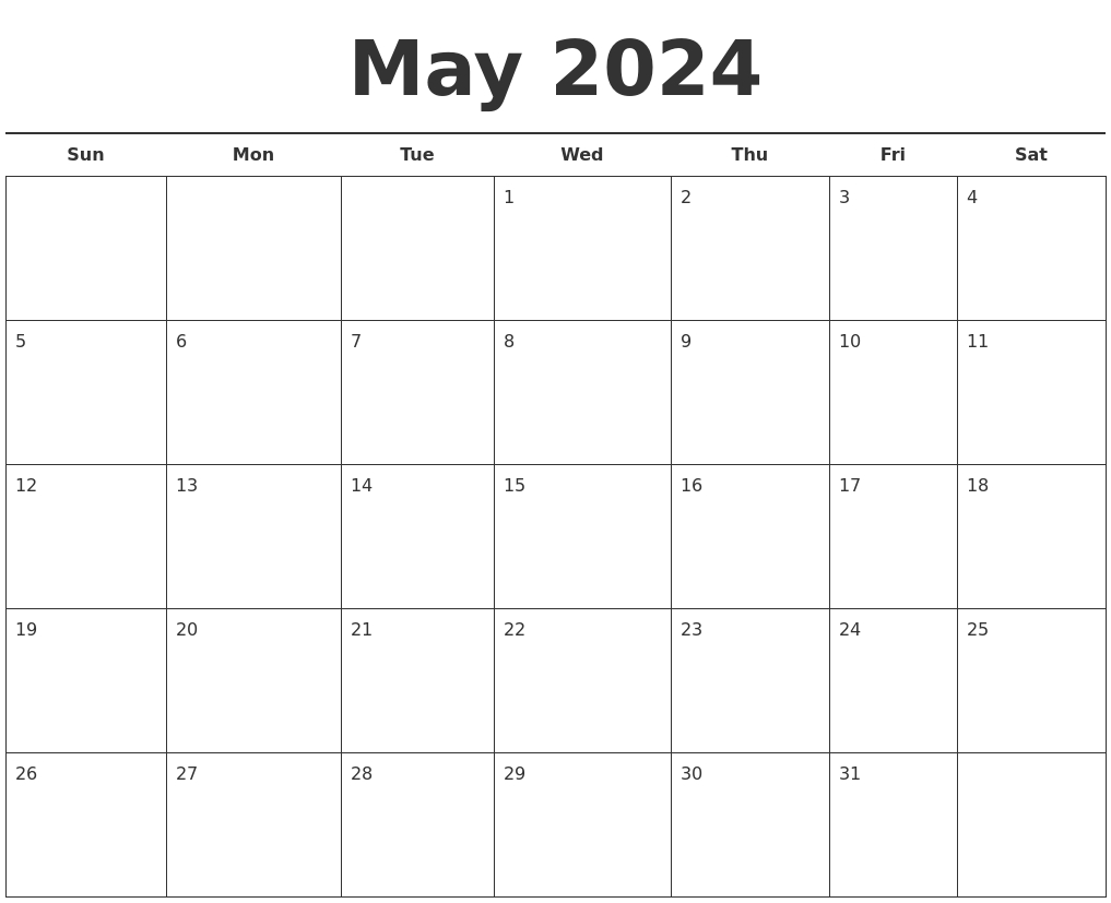 May 2024 Free Calendar Template