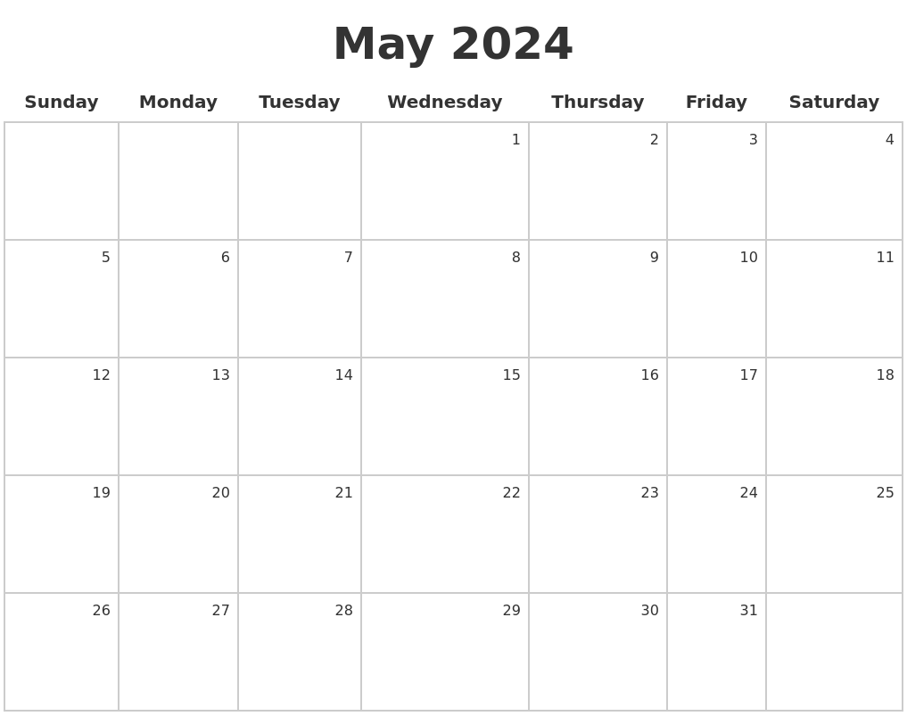 May 2024 Make A Calendar