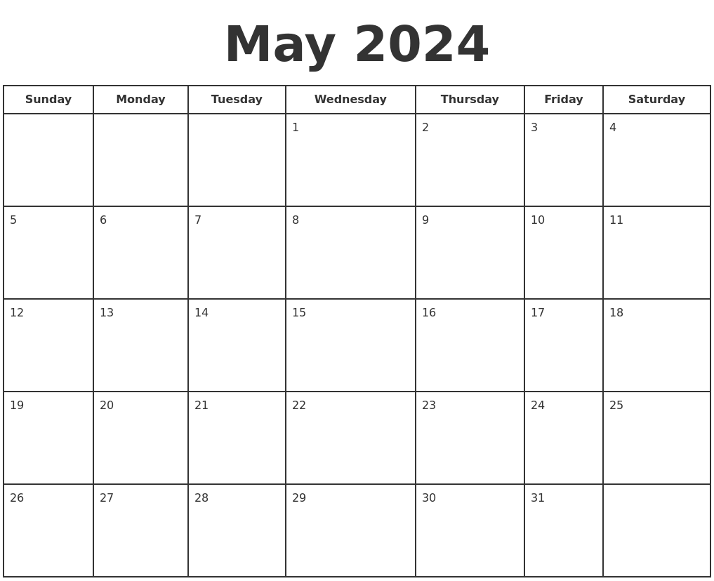 May 2024 Print A Calendar