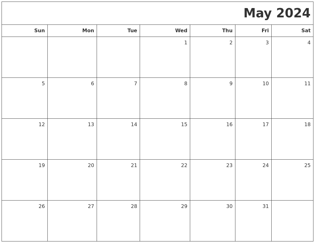 May 2024 Printable Blank Calendar