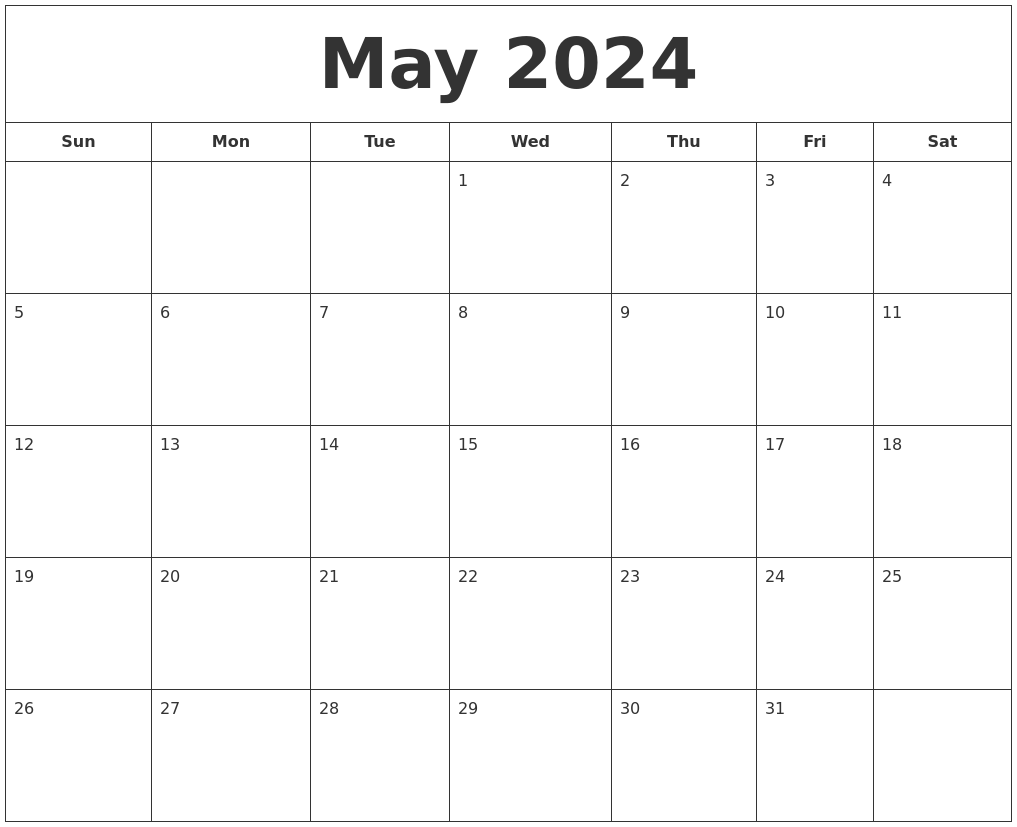 May 2024 Printable Calendar