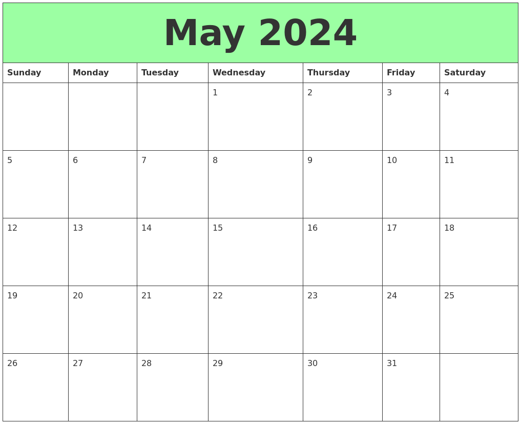 May 2024 Printable Calendars