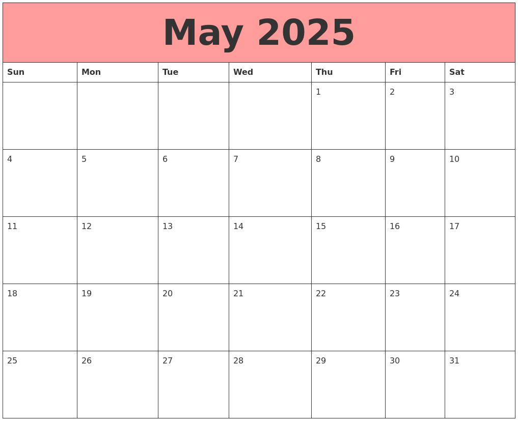 May 2025 Calendars That Work