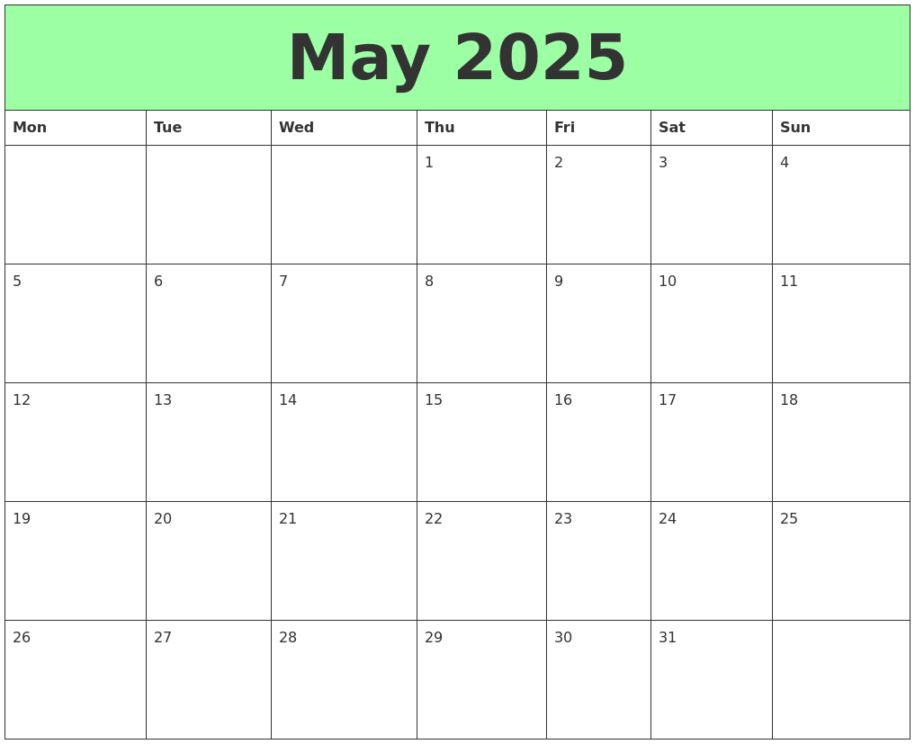 May 2025 Printable Calendars