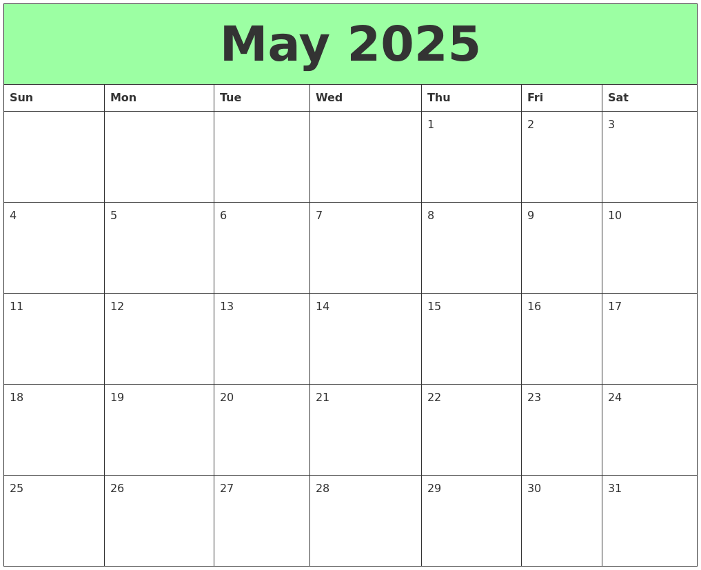 May 2025 Printable Calendars