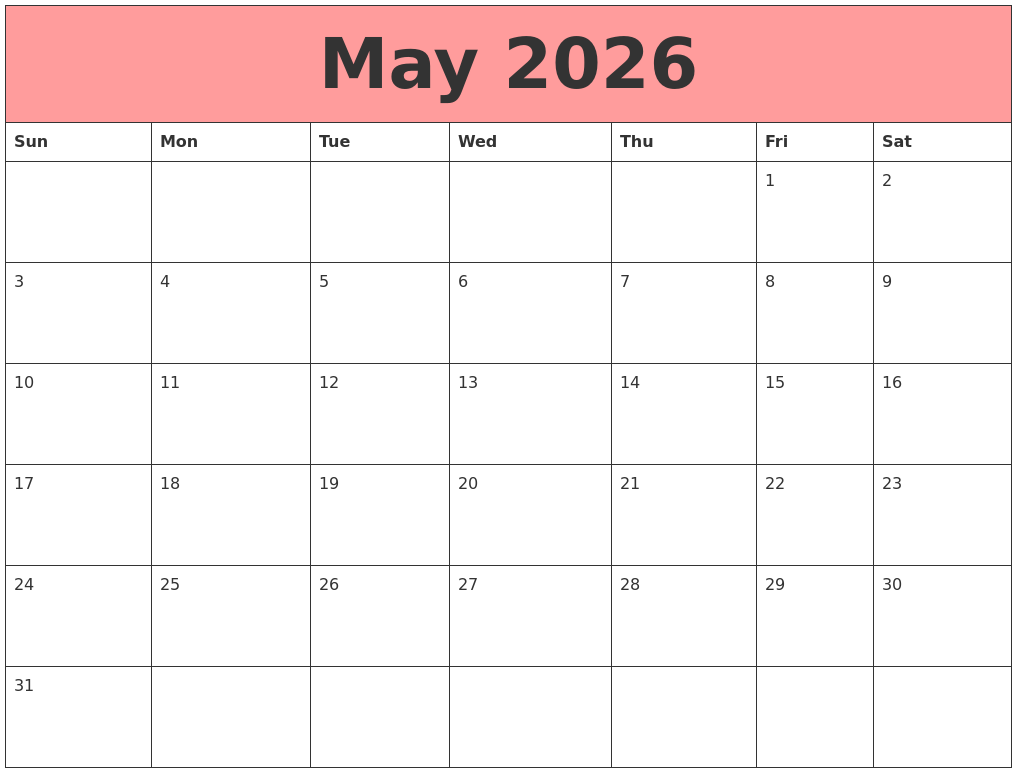 May 2026 Calendars That Work