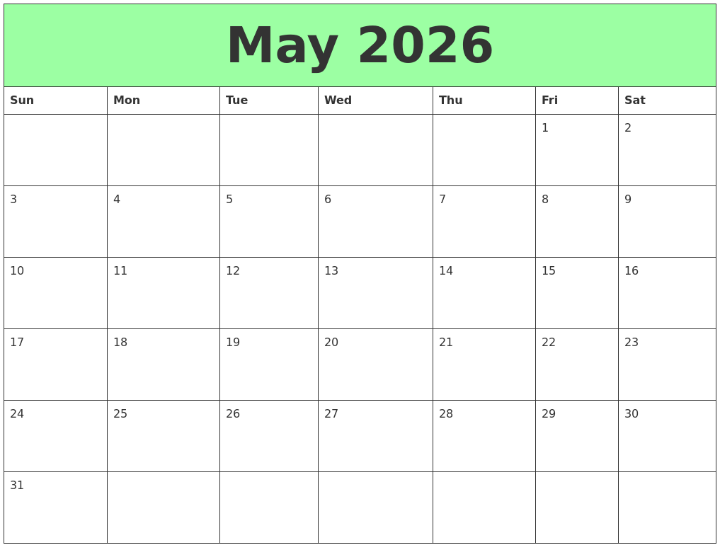 May 2026 Printable Calendars