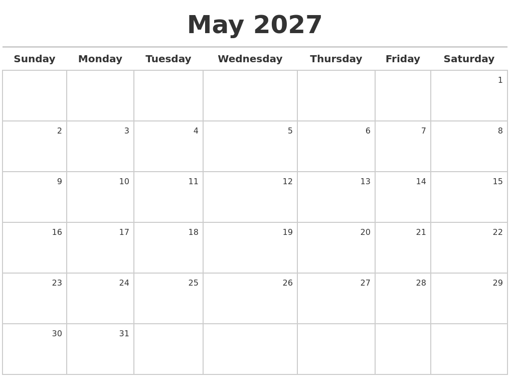 May 2027 Calendar Maker May 2027 Calendar Maker