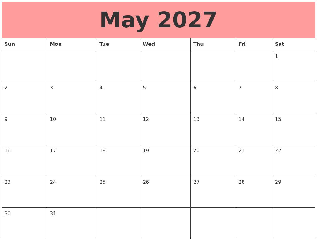 May 2027 Calendars That Work