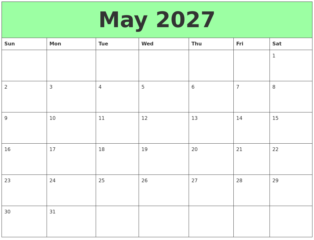 May 2027 Printable Calendars