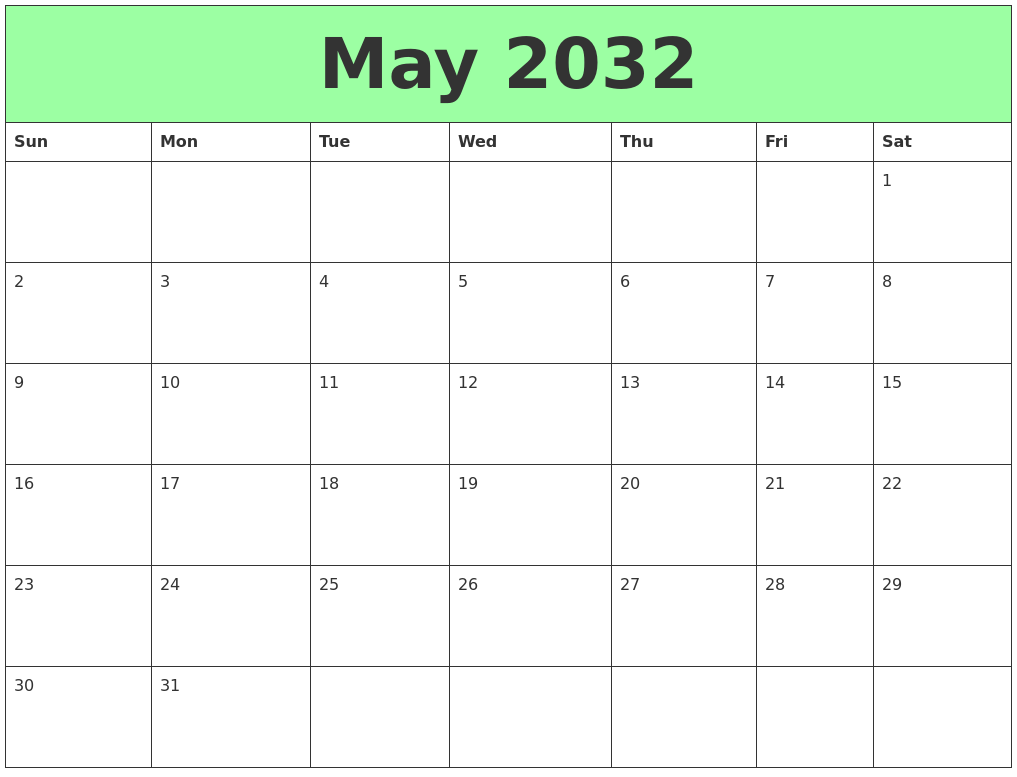 November 2032 Blank Calendar Template
