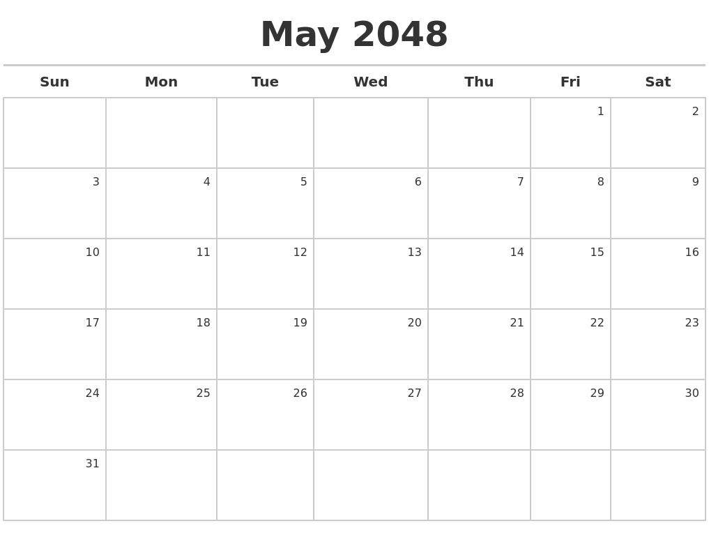 May 2048 Calendar Maker