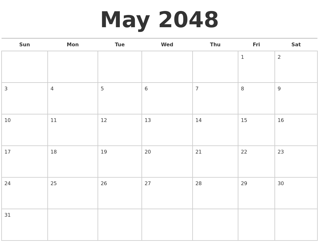 May 2048 Calendars Free