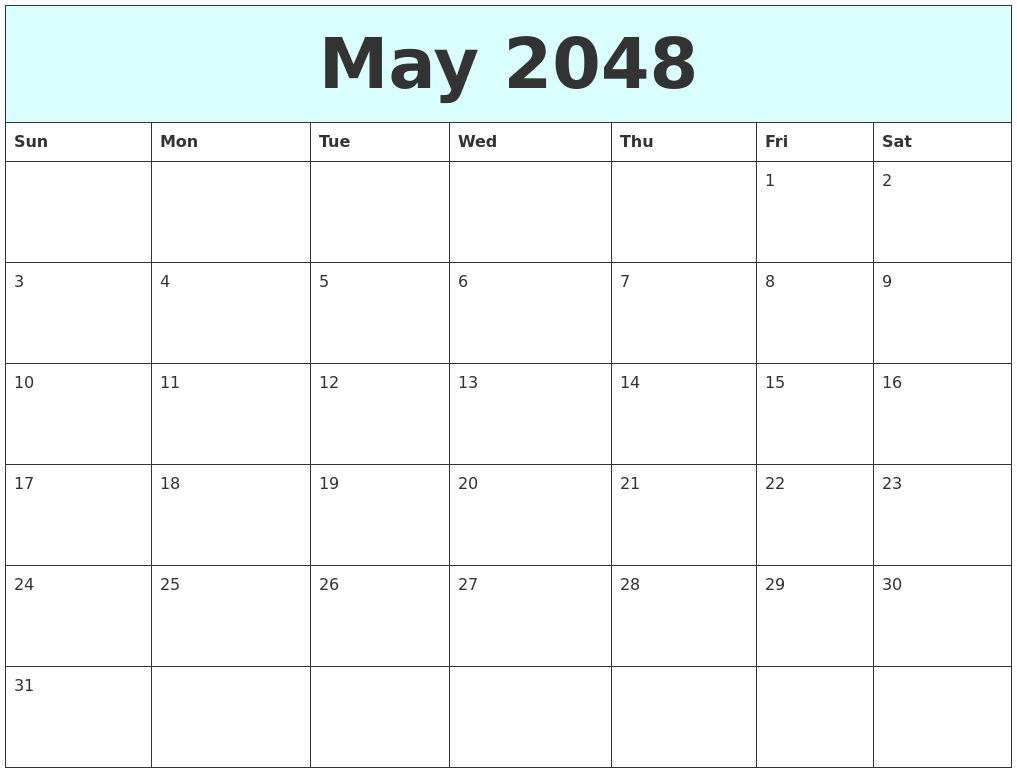 May 2048 Free Calendar