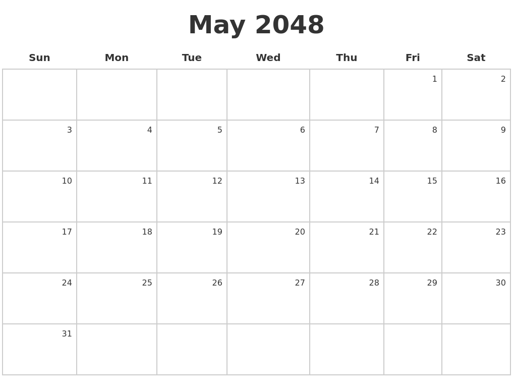 May 2048 Make A Calendar