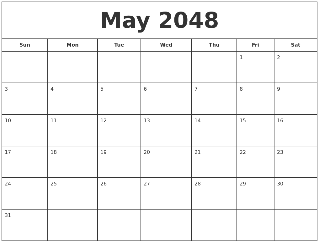 May 2048 Print Free Calendar