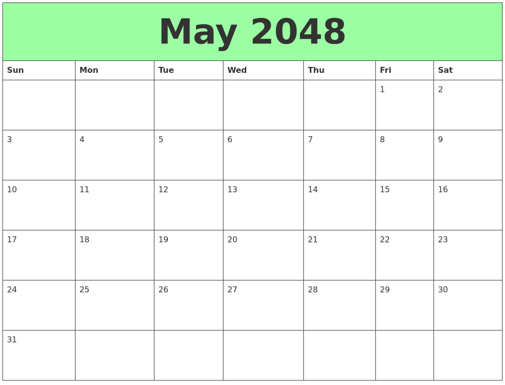 May 2048 Printable Calendars
