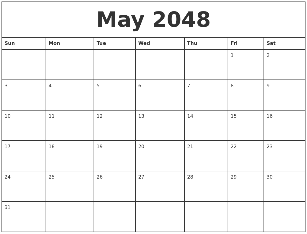 May 2048 Printable Monthly Calendar