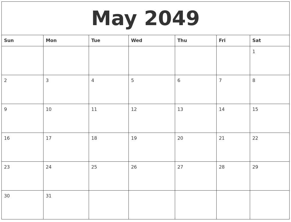 May 2049 Blank Schedule Template