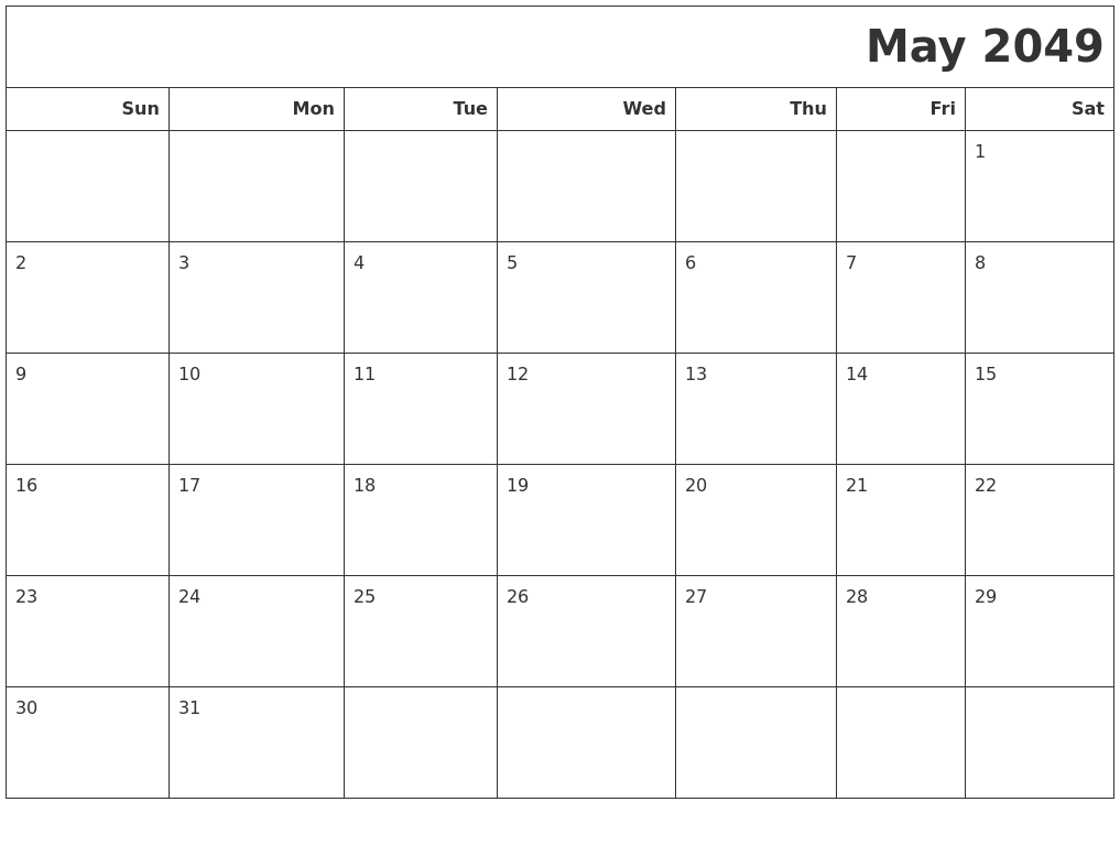 May 2049 Calendars To Print