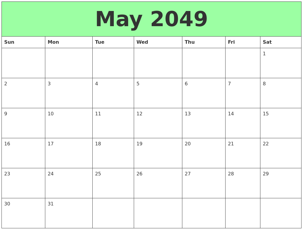 May 2049 Printable Calendars