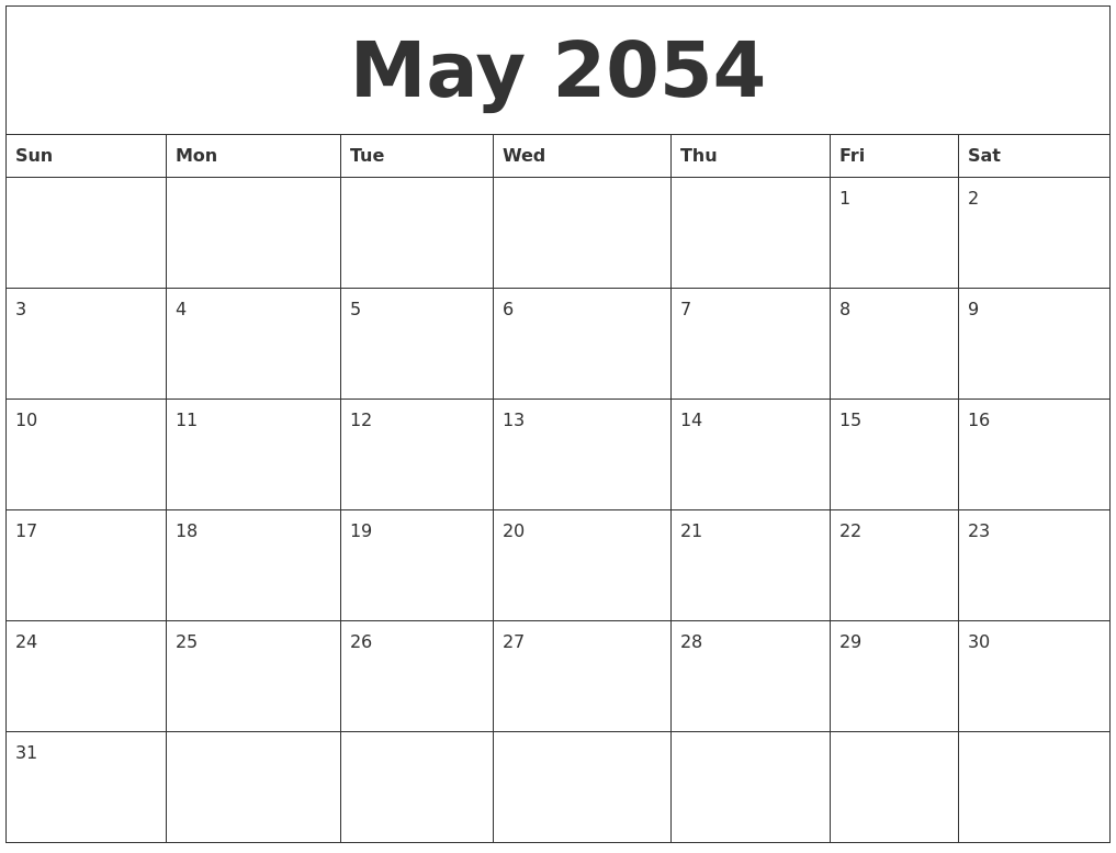 May 2054 Word Calendar