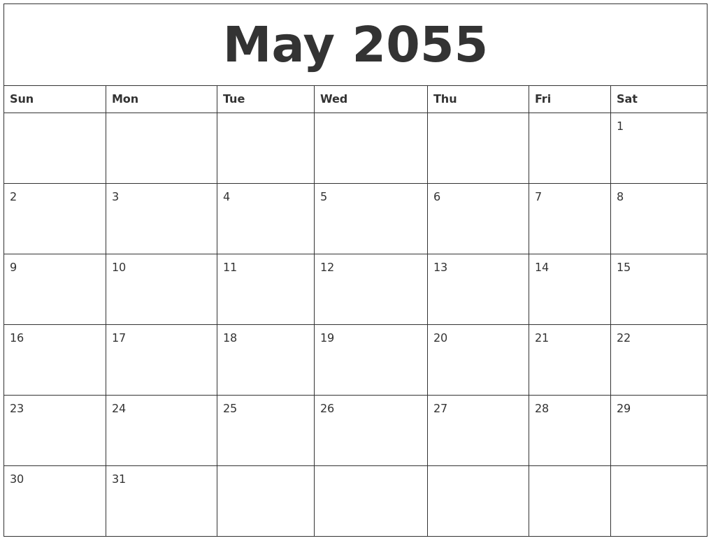 May 2055 Blank Schedule Template