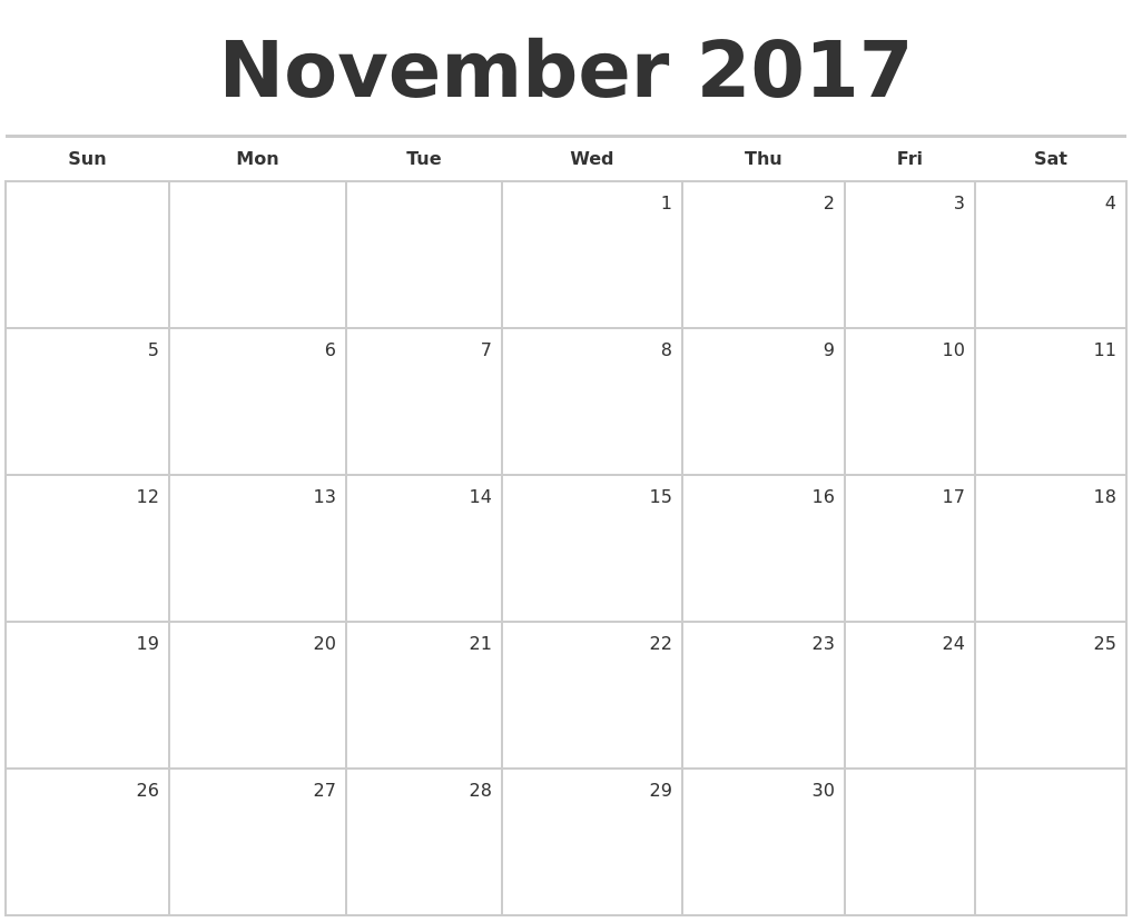 november may 2018 calendar