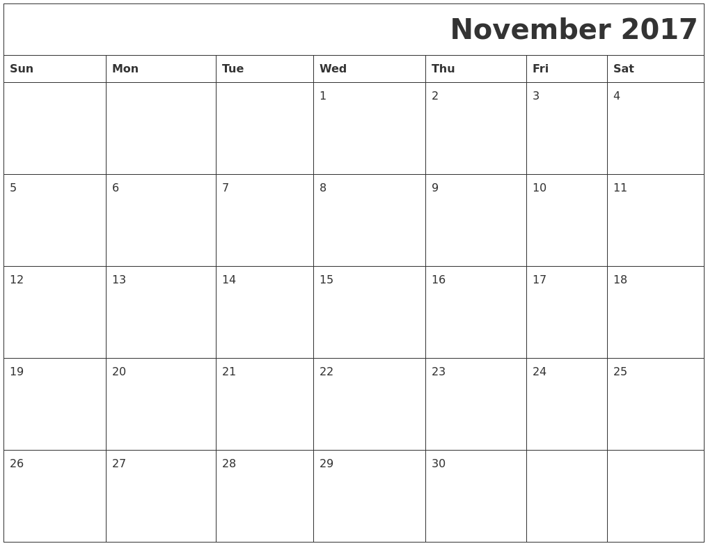 november may 2018 calendar