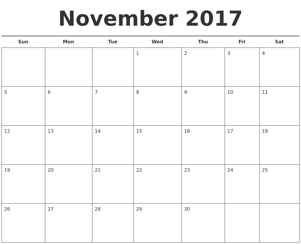 Free November Calendar Template november calendars