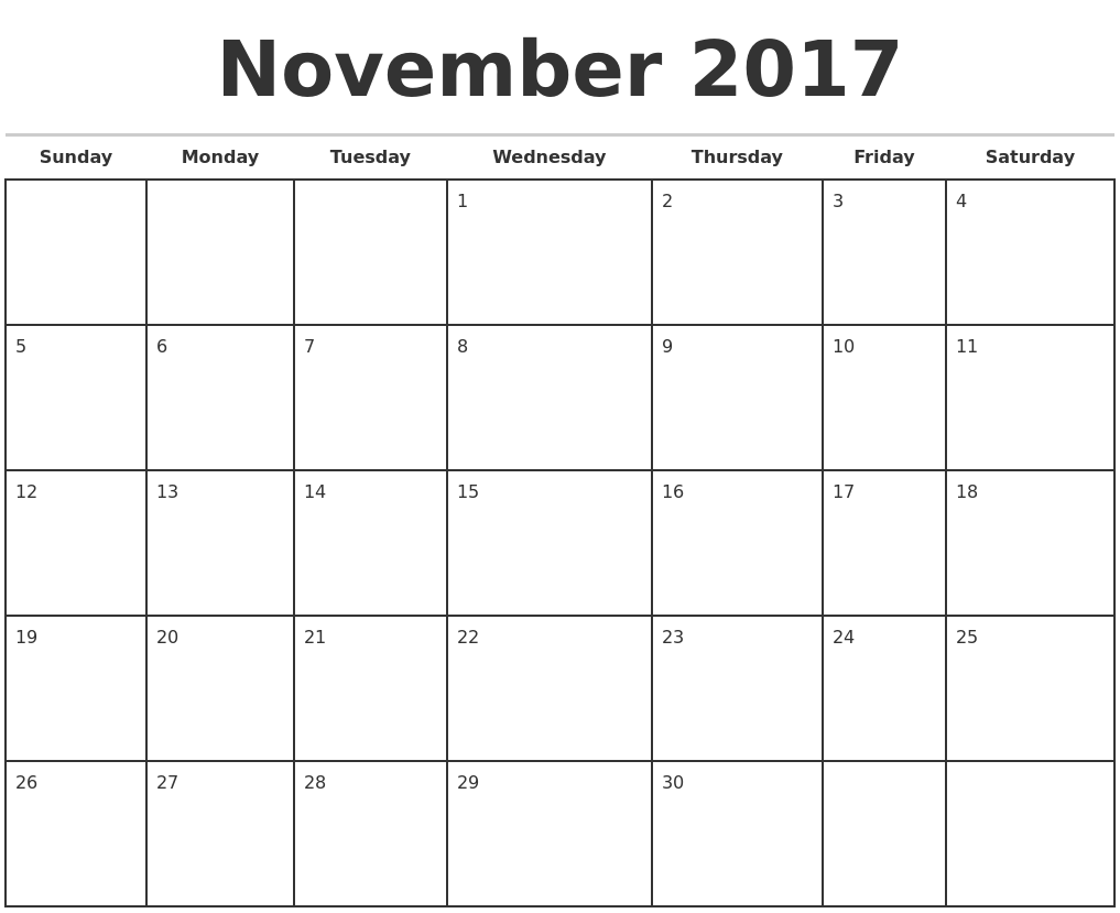 calendar template 2017 monthly
