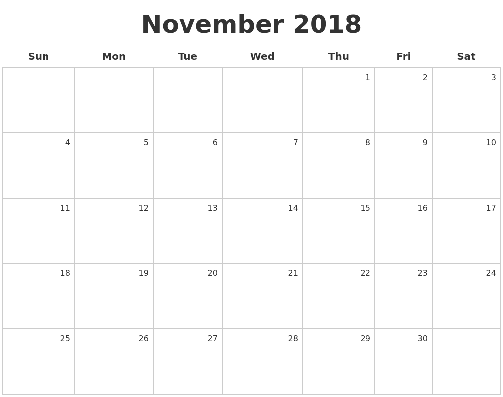 november 2018 calendar waterproof