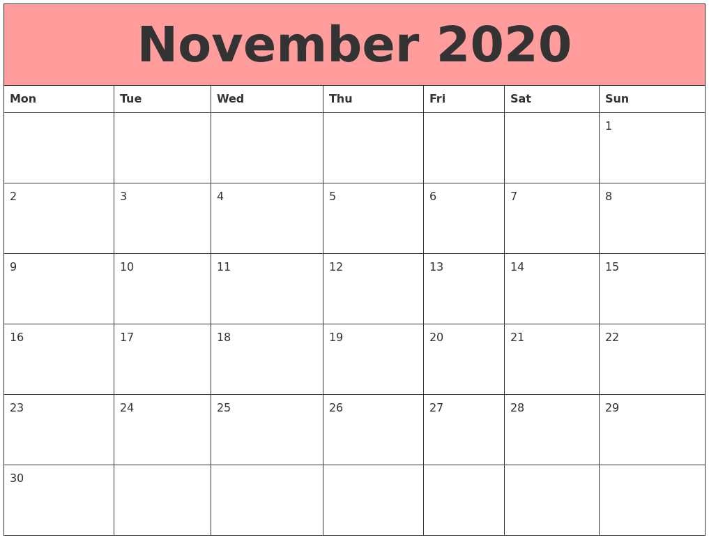 November 2020 Calendars That Work