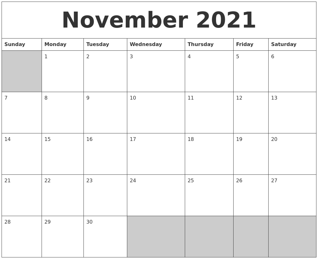 Blank Calendar For : November blank printable calendar Blank Calendar For : November blank printable calendar