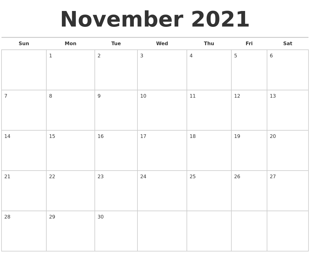 November 2021 Calendars Free