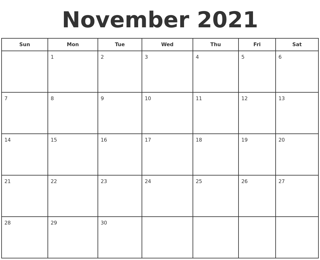 November 2021 Print A Calendar