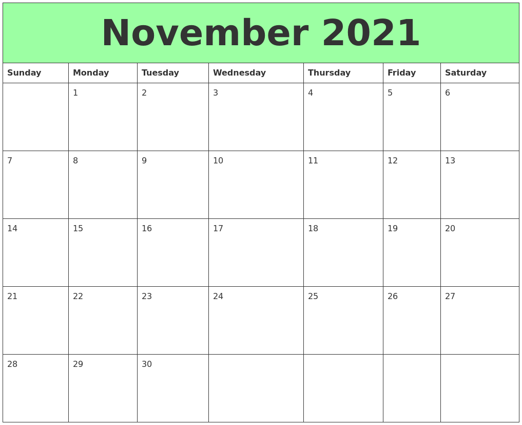 November 2021 Calendar