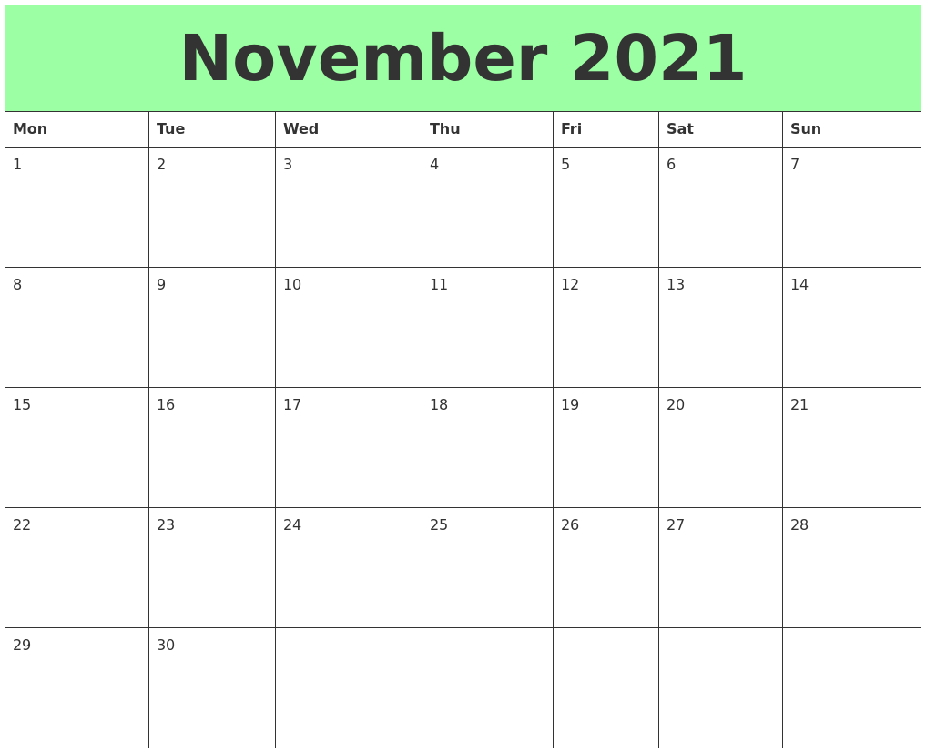 November 2021 Printable Calendars